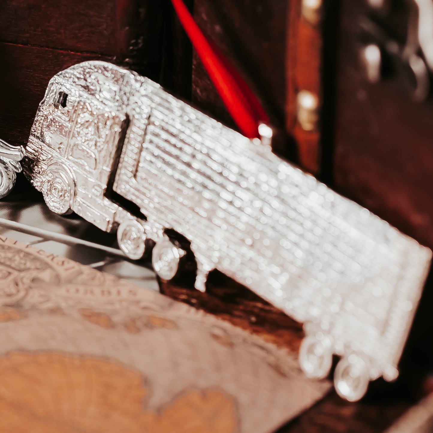 Pewter Eighteen Wheeler Ornament