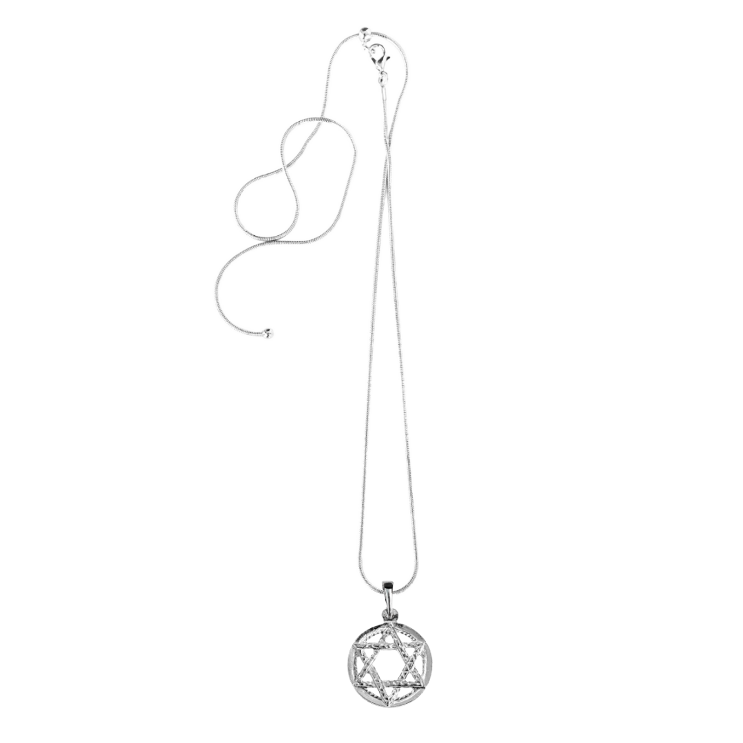 Silver Pewter Metal Star of David Necklace Top Gift Ideas - House of Morgan Pewter