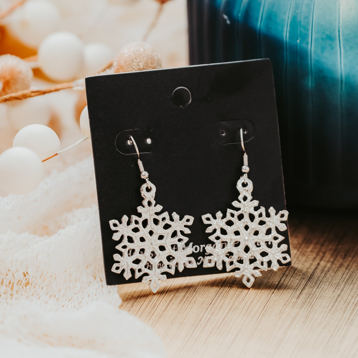 Large Snowflake Earrings - Pewter Snowflake Jewelry