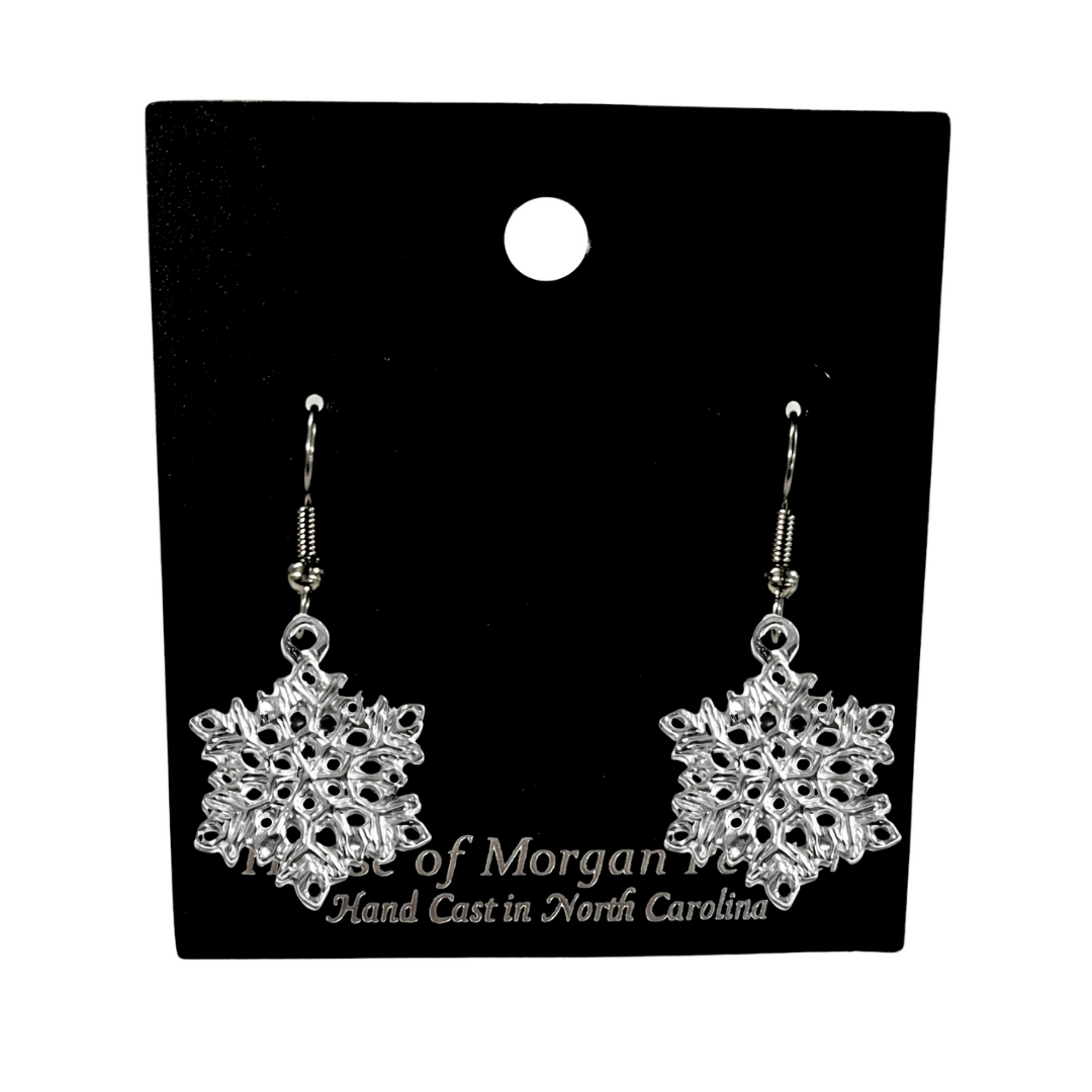 Small Snowflake Earrings - Pewter Snowflake Jewelry