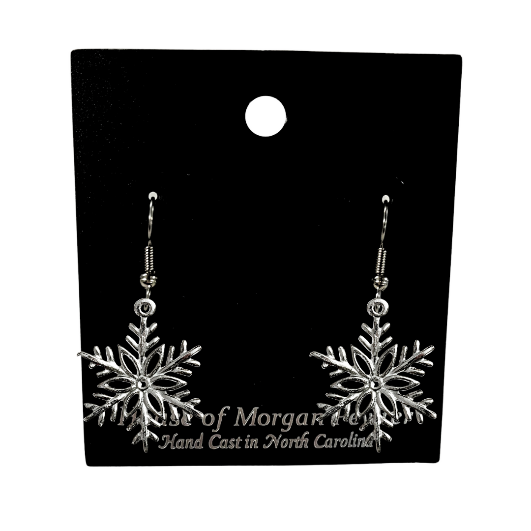 Small Snowflake Earrings - Pewter Snowflake Jewelry