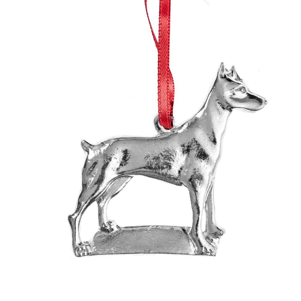 Silver Pewter Metal Doberman Ornament Top Gift Ideas - House of Morgan Pewter