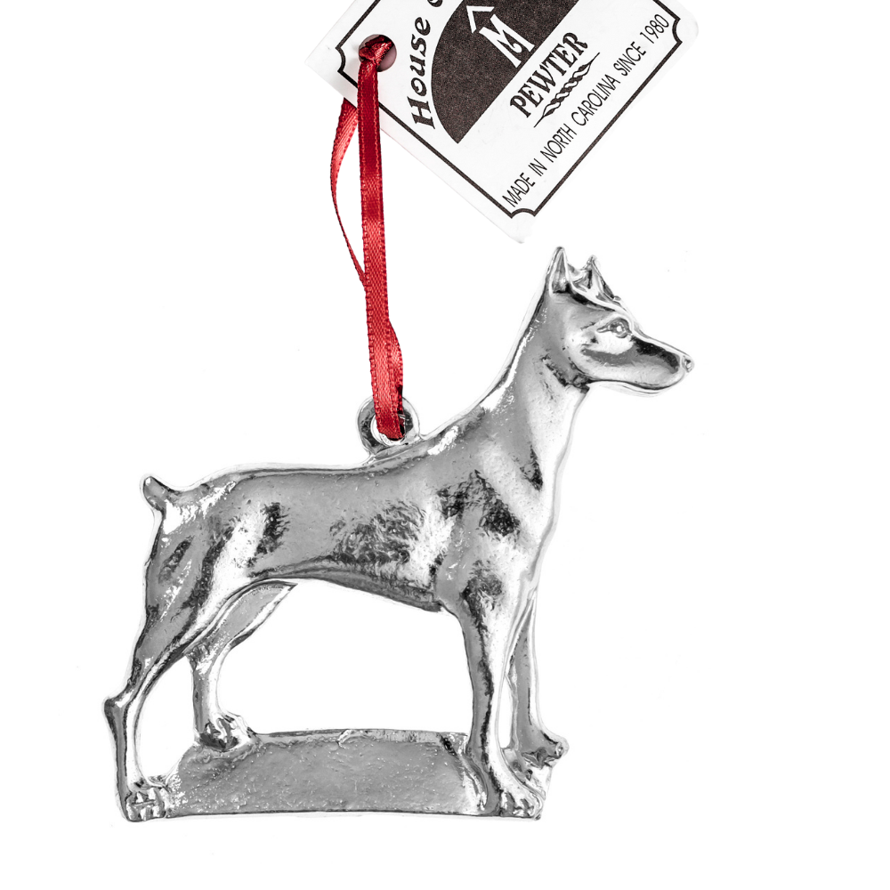 Silver Pewter Metal Doberman Ornament Top Gift Ideas - House of Morgan Pewter