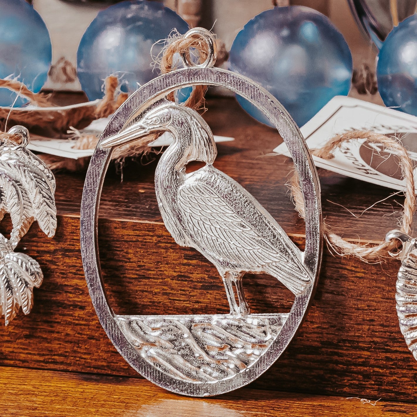 Pewter Egret Bird Ornament