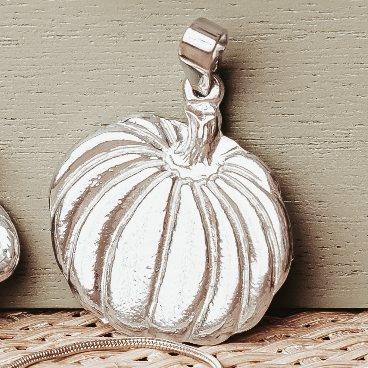 Silver Pumpkin Pendant Necklace