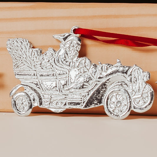 Fast Car Santa and Tree Ornament