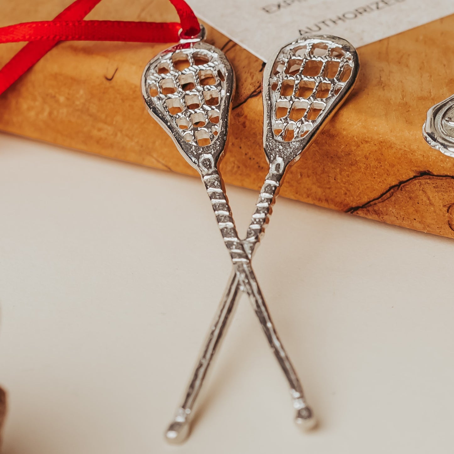 Lacrosse Pewter Ornaments - Female and Male Lacrosse Gifts