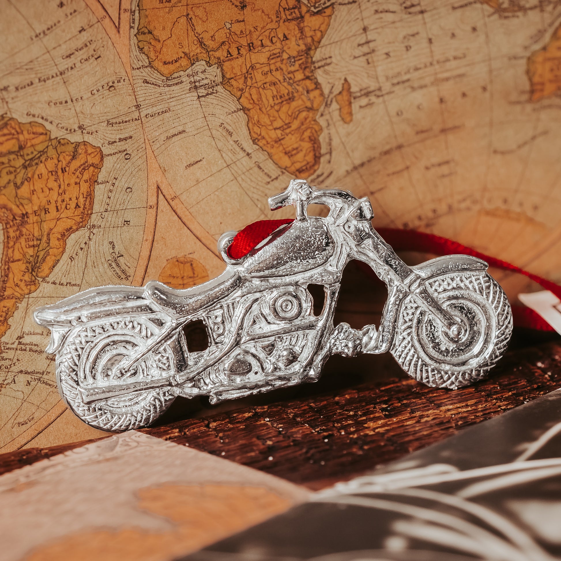 Silver Motorcycle Ornaments