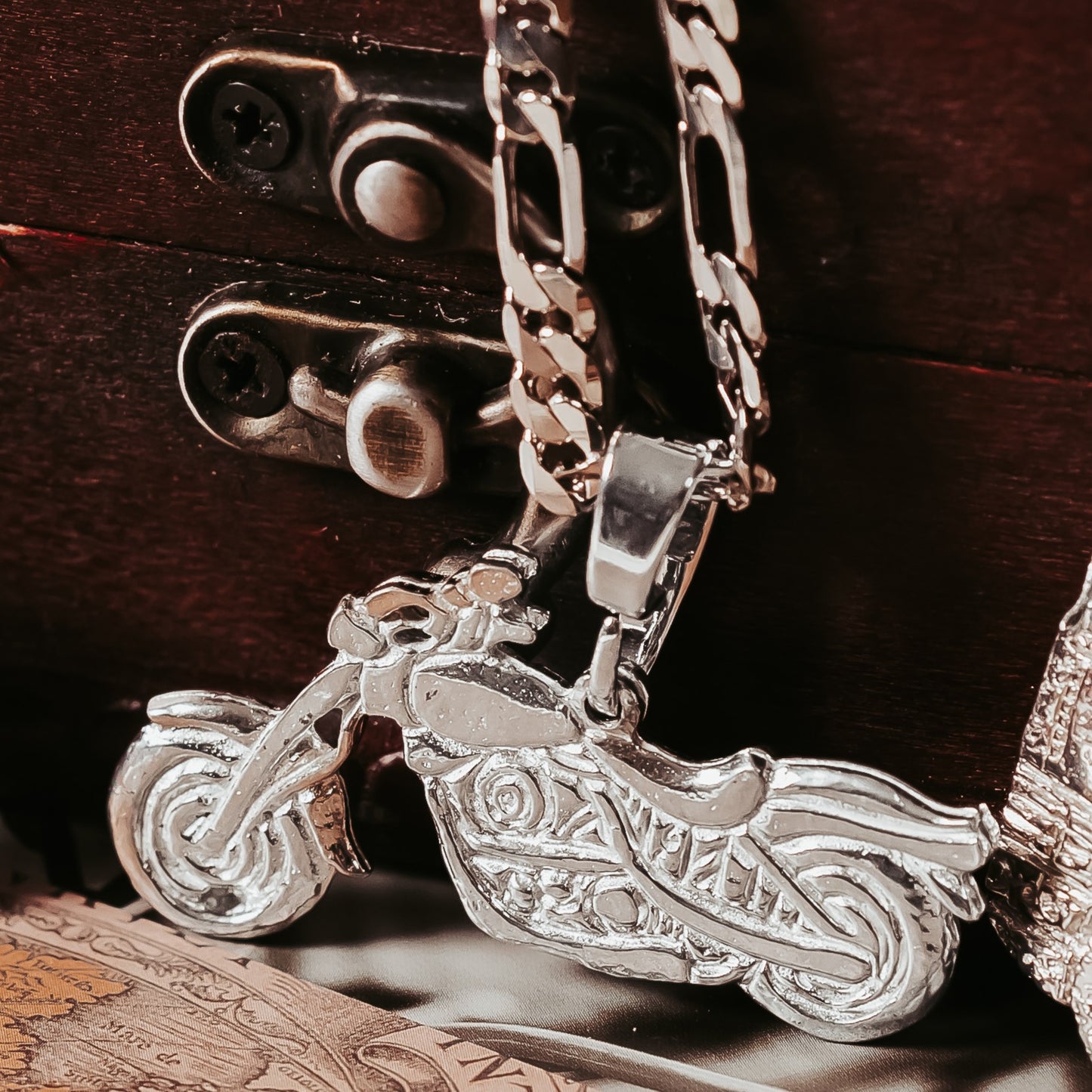 Pewter Motorcycle Necklace