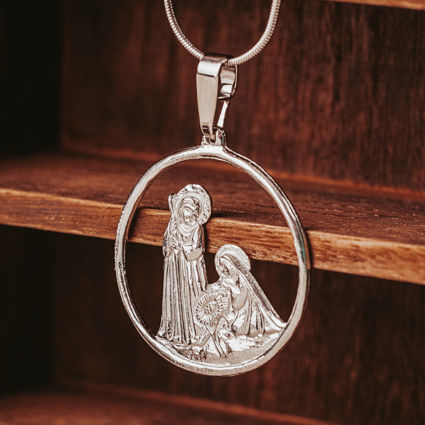 Nativity Circle Pendant Necklace