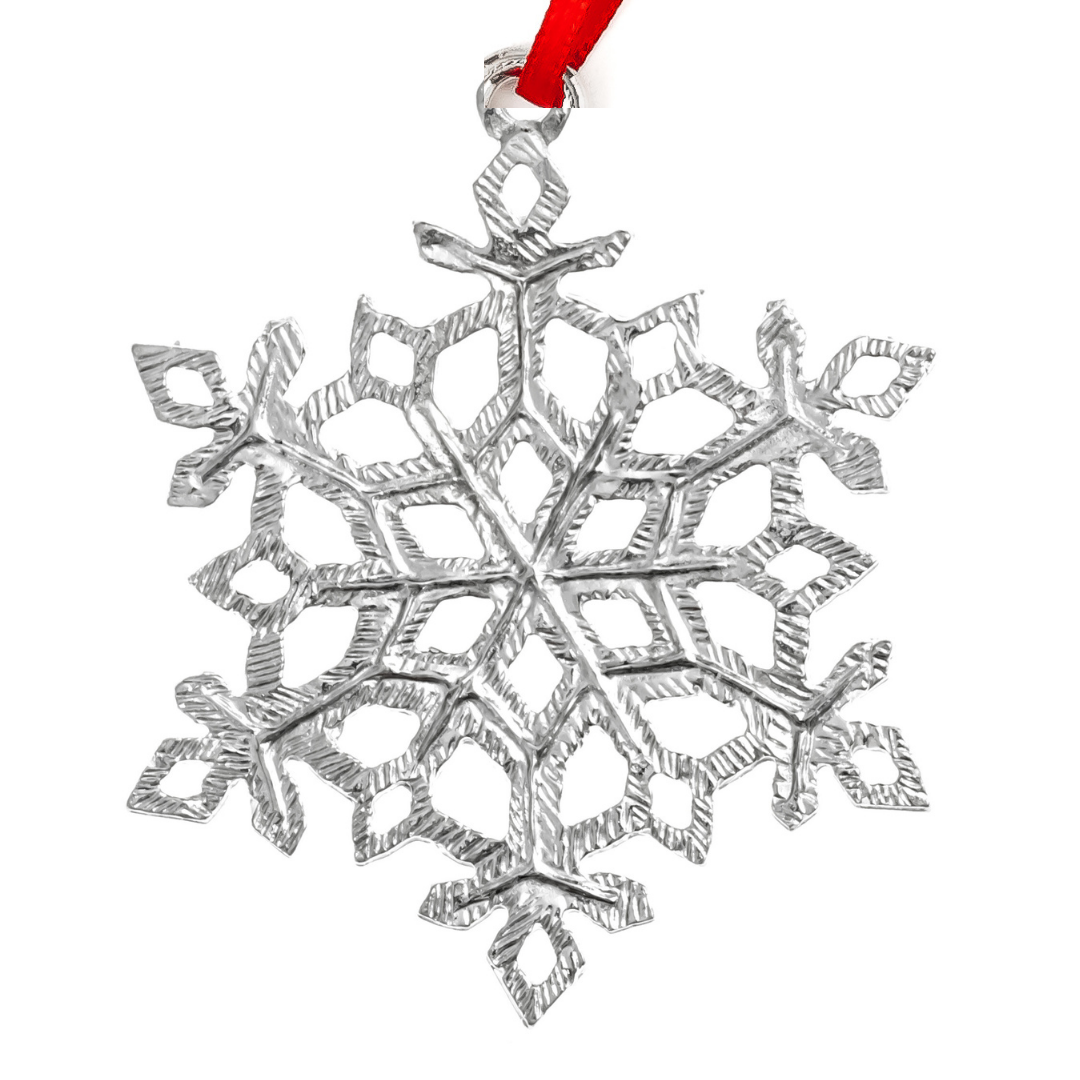 Pewter Snowflake Christmas Ornaments - Several Designs - Individual or Gift Set of 7