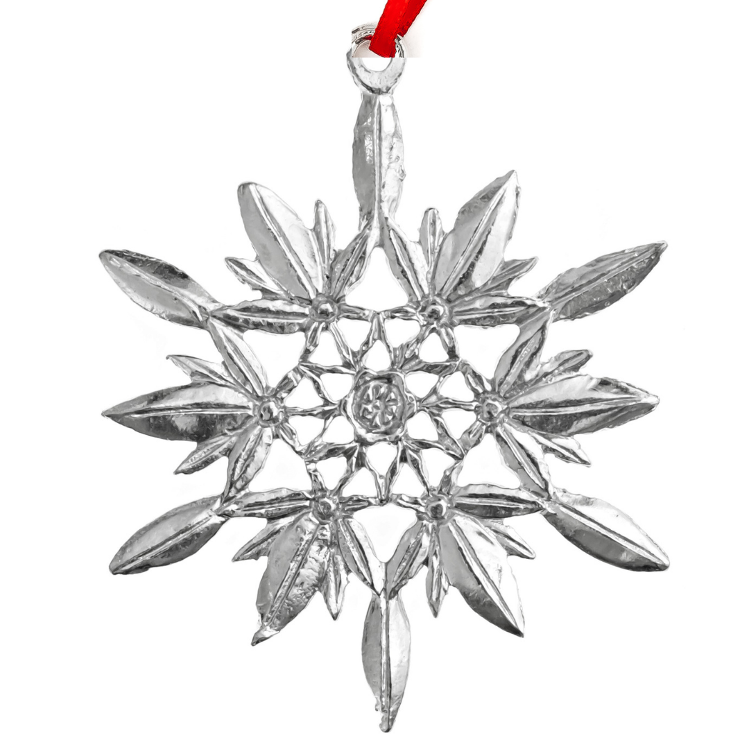 Pewter Snowflake Christmas Ornaments - Several Designs - Individual or Gift Set of 7