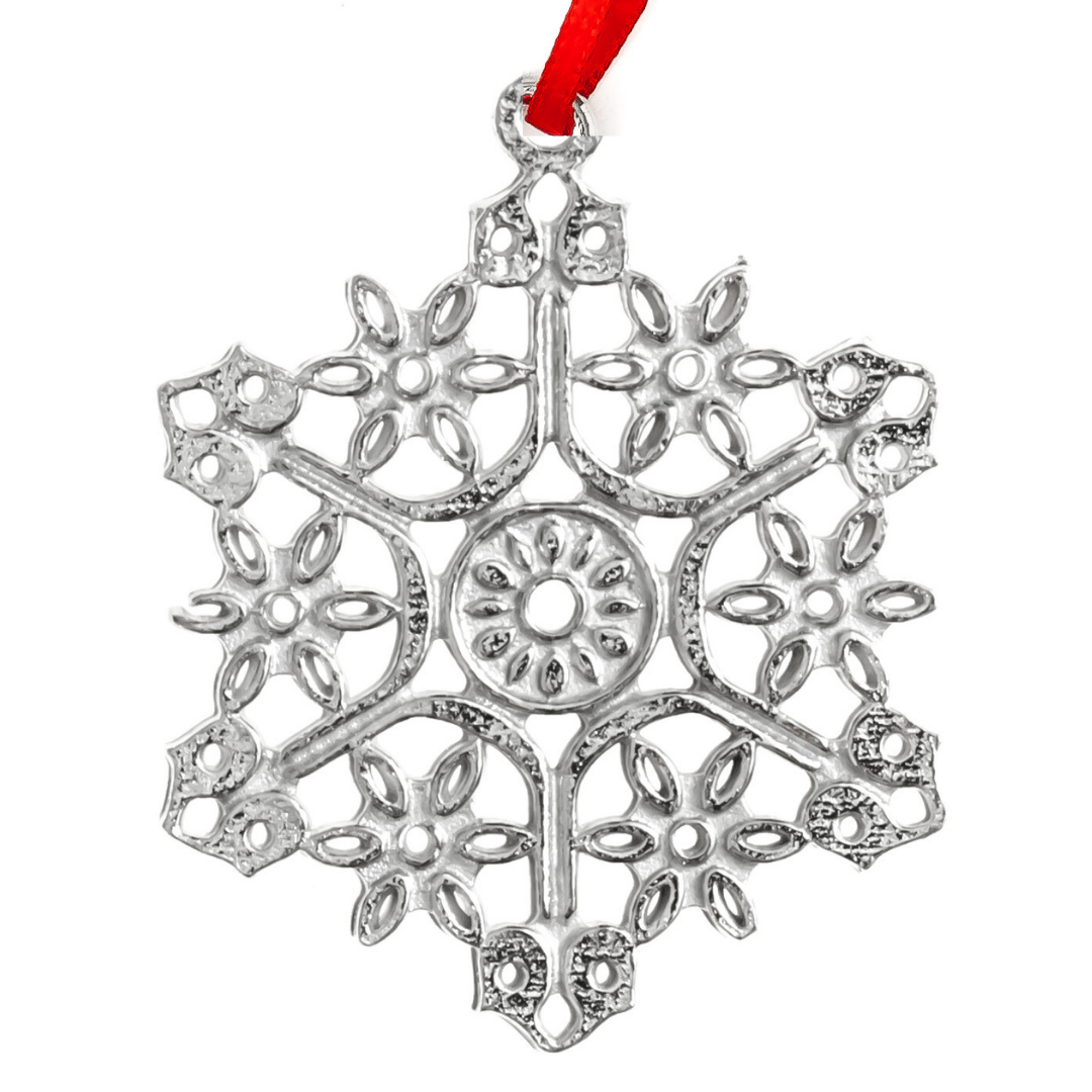 Pewter Snowflake Christmas Ornaments - Several Designs - Individual or Gift Set of 7