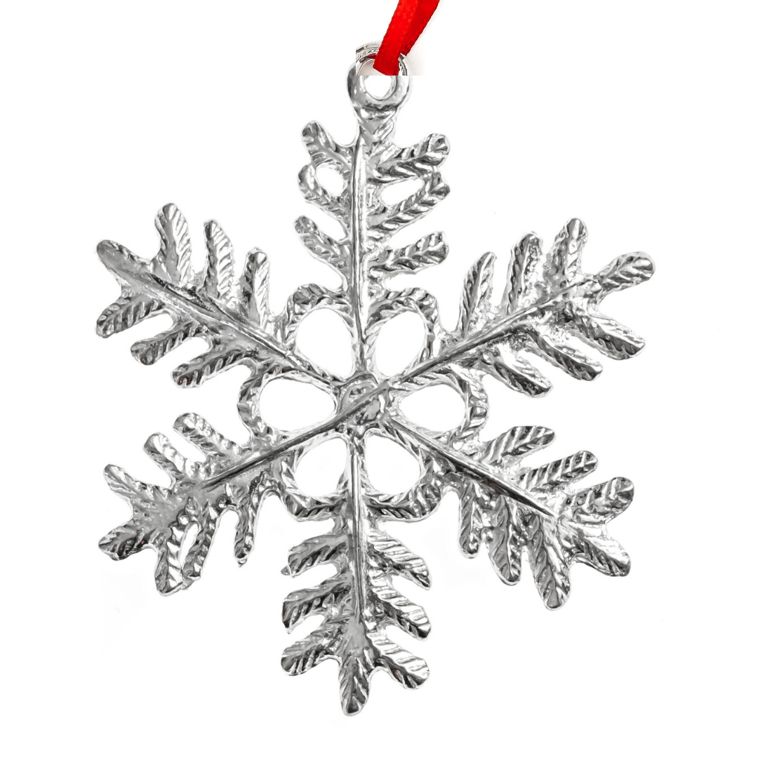 Pewter Snowflake Christmas Ornaments - Several Designs - Individual or Gift Set of 7